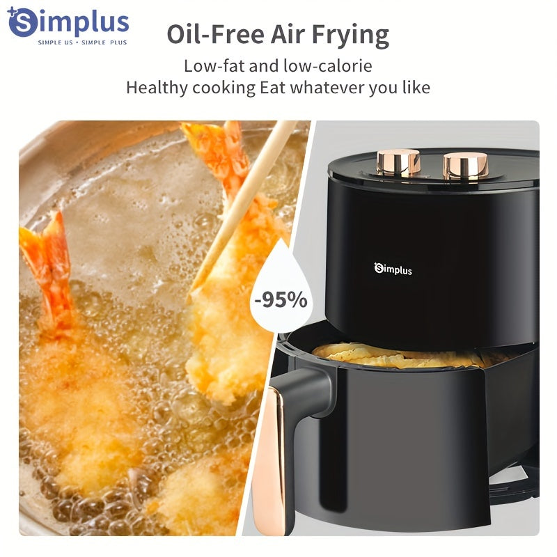 Simplus Mechanical Air Fryer 007 - 3.5L, 1350W, Tez Isitish, 360-daraja Havo Aylanishi, Quvvatni O'chirish Xotirasi, Yevropa Standartli Plug
