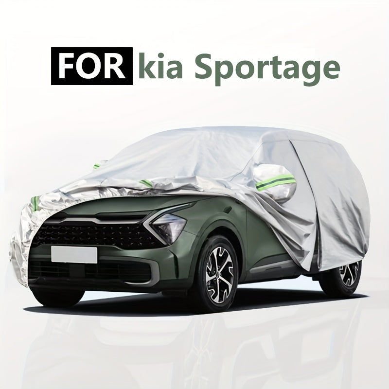 Car Cover Black Oxford Cloth with Reflective Strips and Zipper Doors