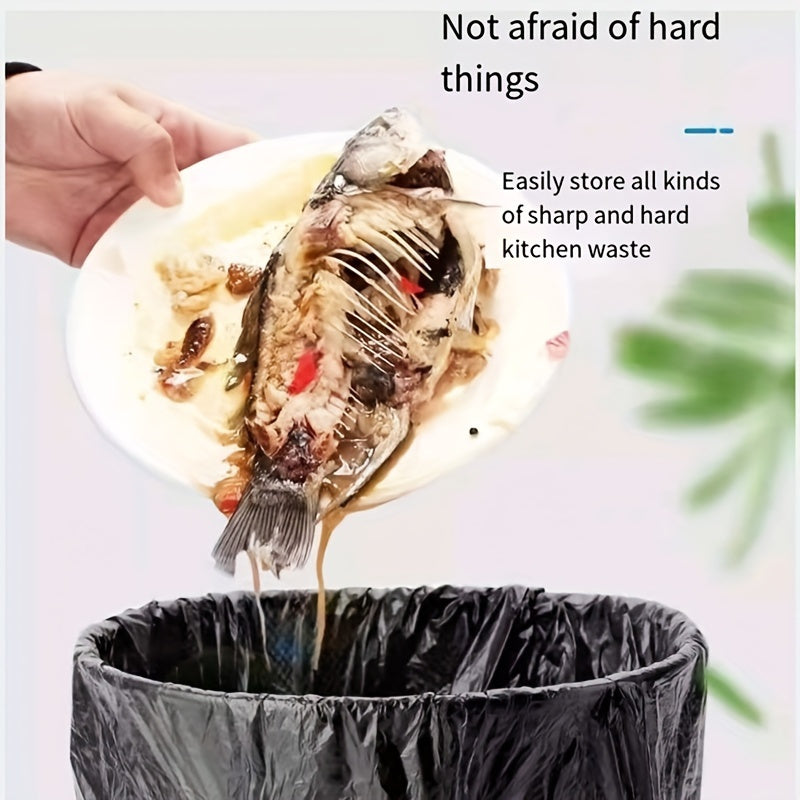 100 ta super qalin og'ir yuk ko'taruvchi, qora chiqindi sumkalar, maxfiylikni himoya qilish uchun tortish ipi bilan. Ushbu opak bir martalik plastik sumkalar oshxona, hammom, yotoqxona, yashash xonasi, ochiq joylar va tozalash uchun mos keladi. Bu