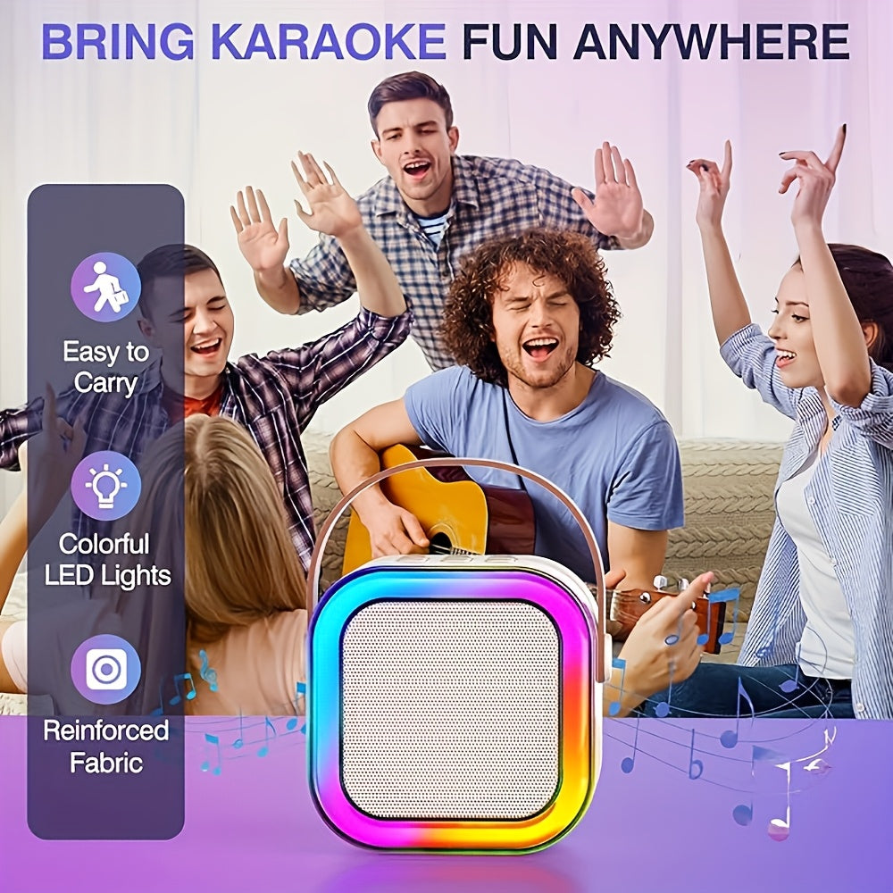 Wireless Mini Karaoke Speaker with RGB Lights Portable Bluetooth Party Machine for Family Gatherings