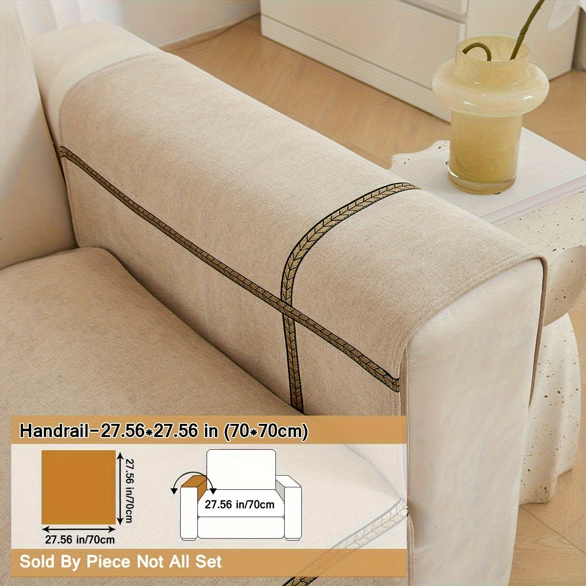 Серый чехол на диван из шенилля с золотой плетеной отделкой, противоскользящий, подходит для домашних животных, для 1-4 местных