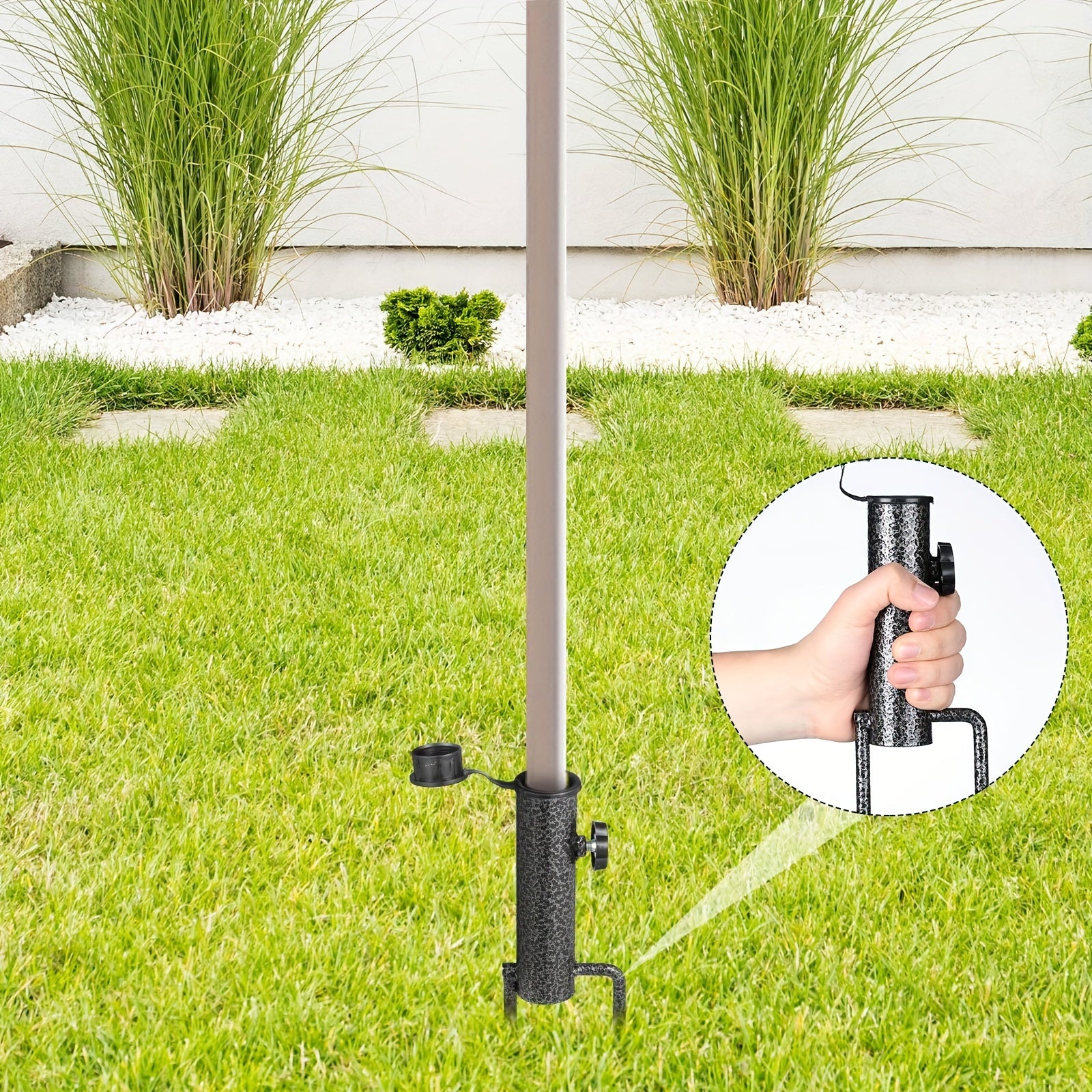 Heavy-Duty Steel Umbrella Base Stand for Outdoor Use Fits 28-32mm Poles