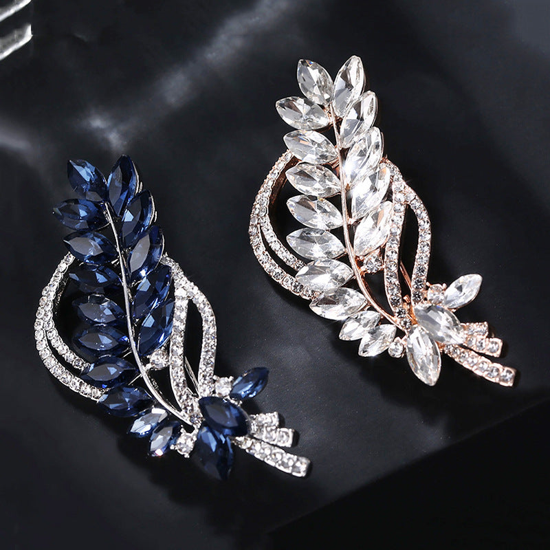 Wheat Rhinestone Flower Brooch Jewelry Pin for Women and Men