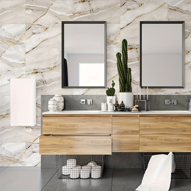 Juego de pegatinas de pared de mármol autoadhesivas para baño, cocina, sala de estar y oficina, 24 piezas