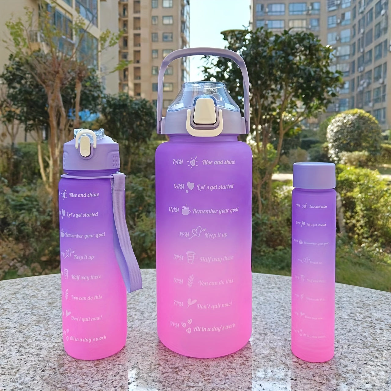 Water Bottle Set with 3 Sizes 300ml 700ml 2L for Sports Outdoor Camping Hiking