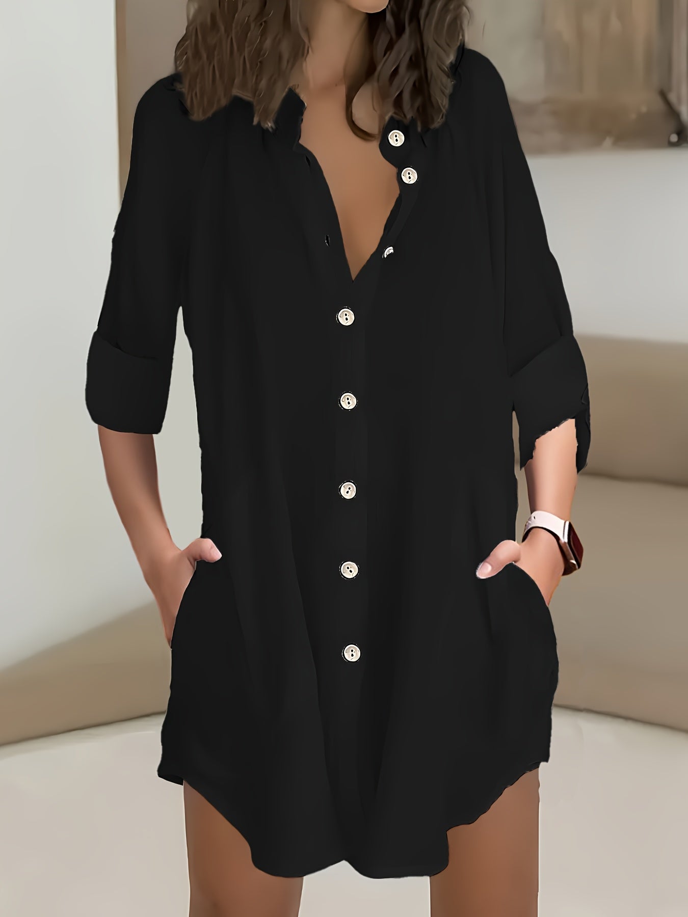 Women's Plus Size Casual Long Sleeve Shirt with Waist Tie