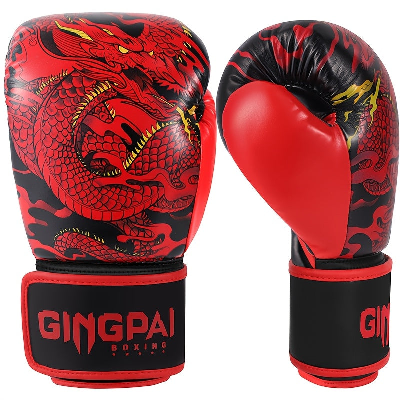 Adult Sanda Boxing Gloves for Training and Combat Red PU Material