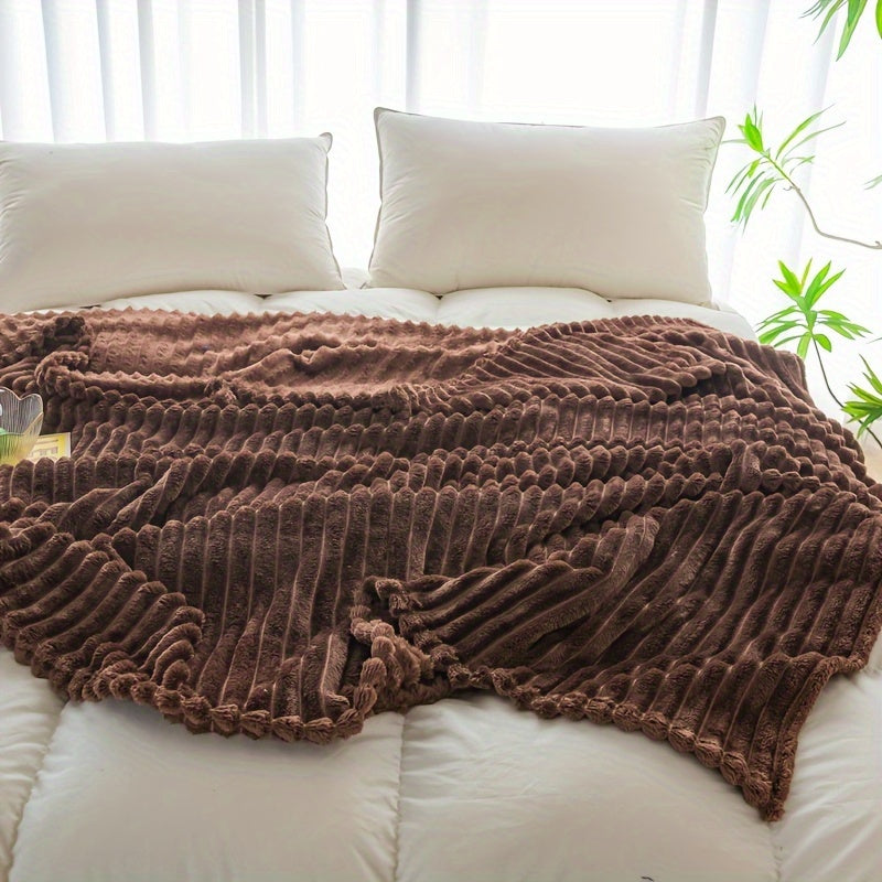 Многофункциональное однотонное одеяло - 1 шт., идеально подходит для поддержания тепла и уюта в любой комнате дома