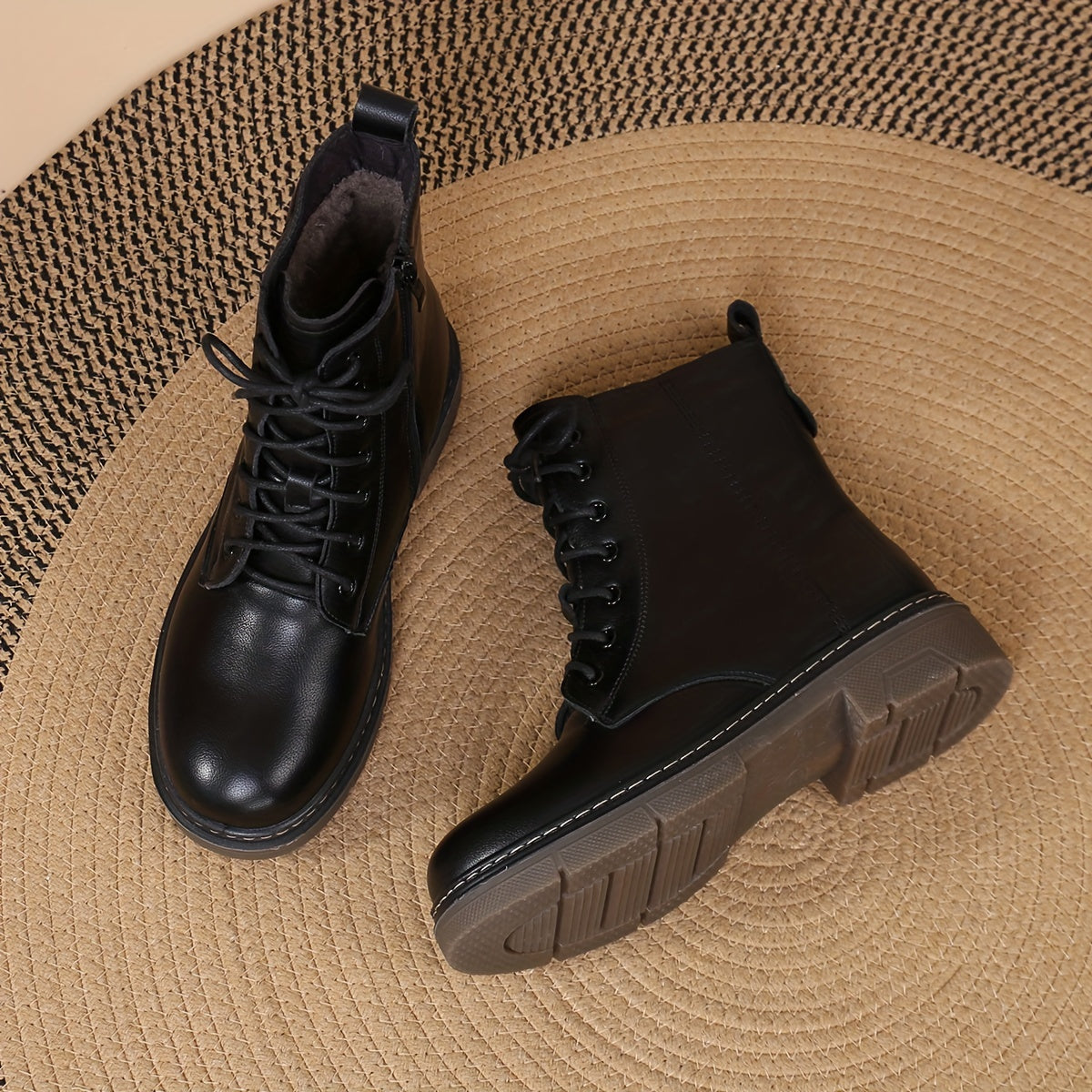 Women's Combat Boots Rubber Sole Anti-Slip Padded Stitching