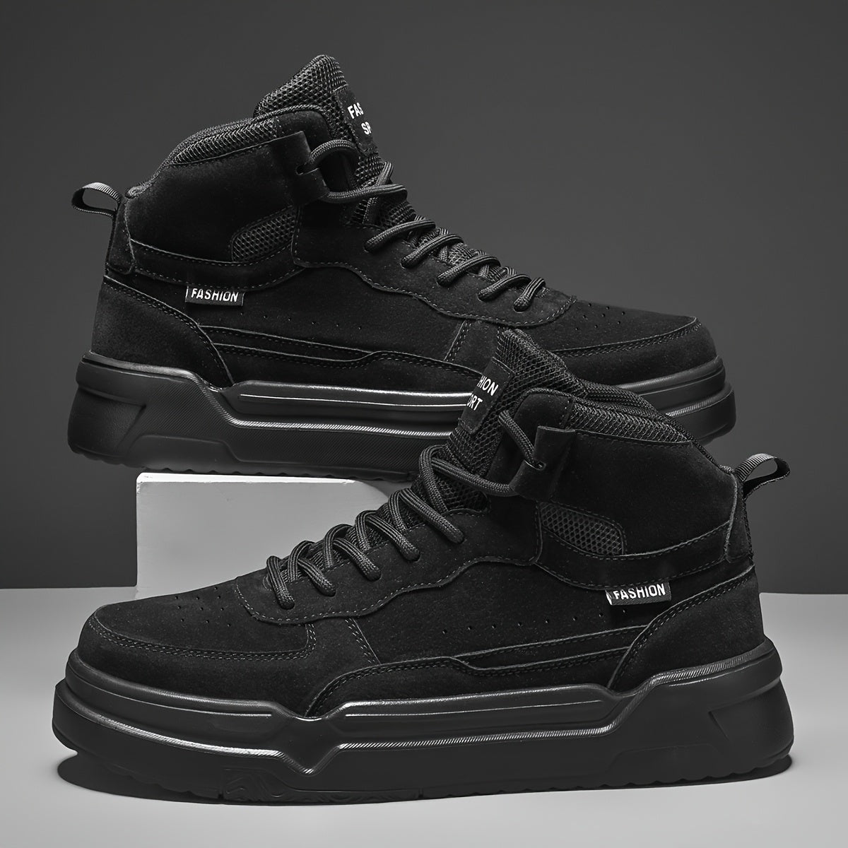 Men's High-Top Graphic Sneakers Casual Running Street Shoes Durable PU Fabric