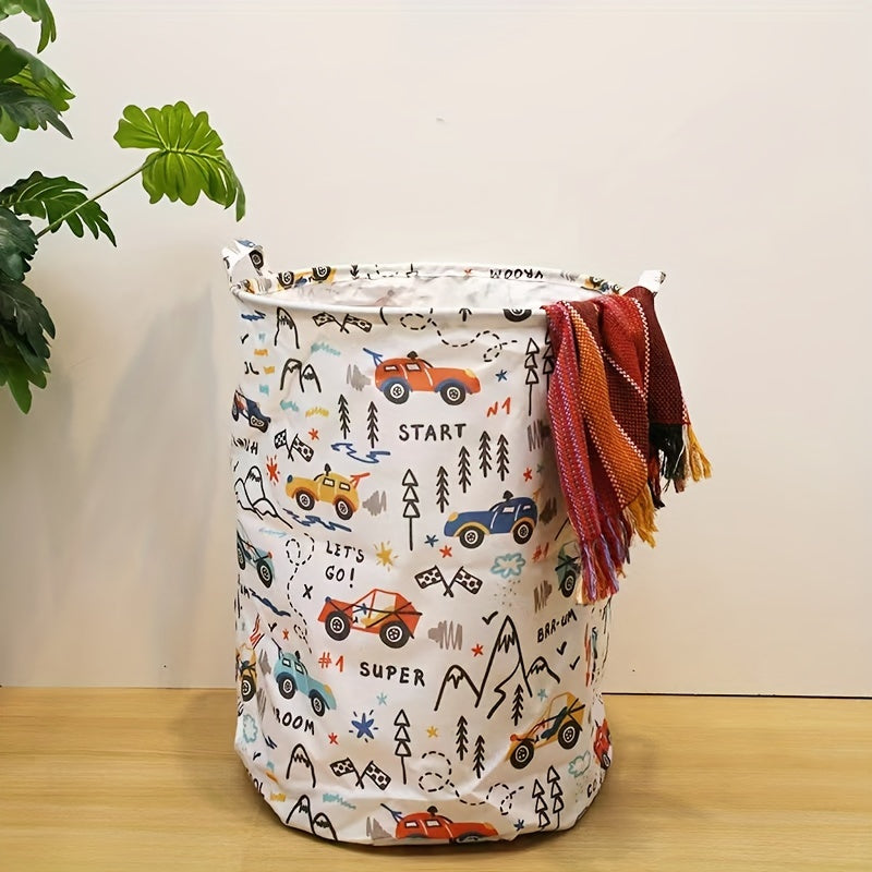 White Polyester Toy Storage Basket for Laundry and Organization