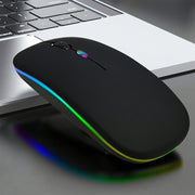 Wireless Mouse for Laptop and Desktop Dual Mode Silent RGB Backlight Battery Powered