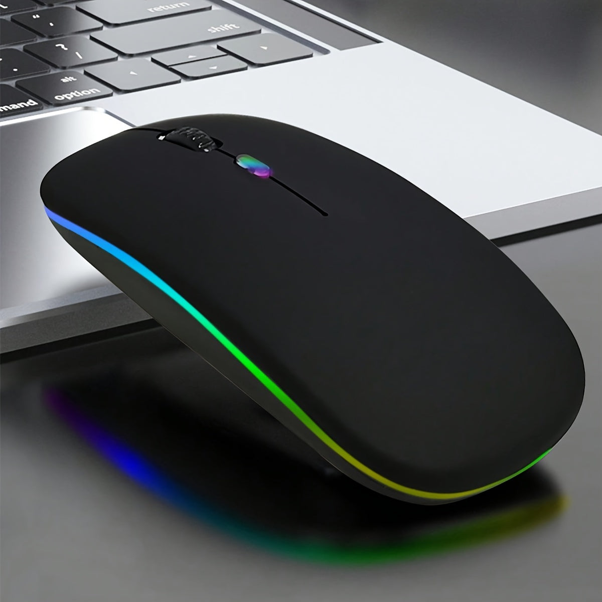 Wireless Mouse for Laptop and Desktop Dual Mode Silent RGB Backlight Battery Powered