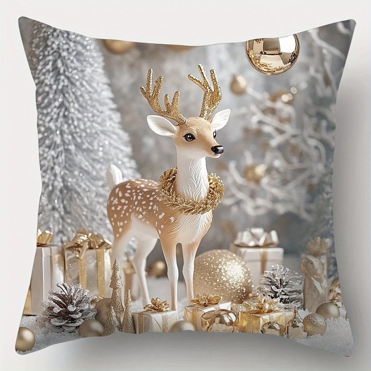 Juego de 4 fundas de almohada navideñas 45x45 cm decoración decorativa para sofá y habitación