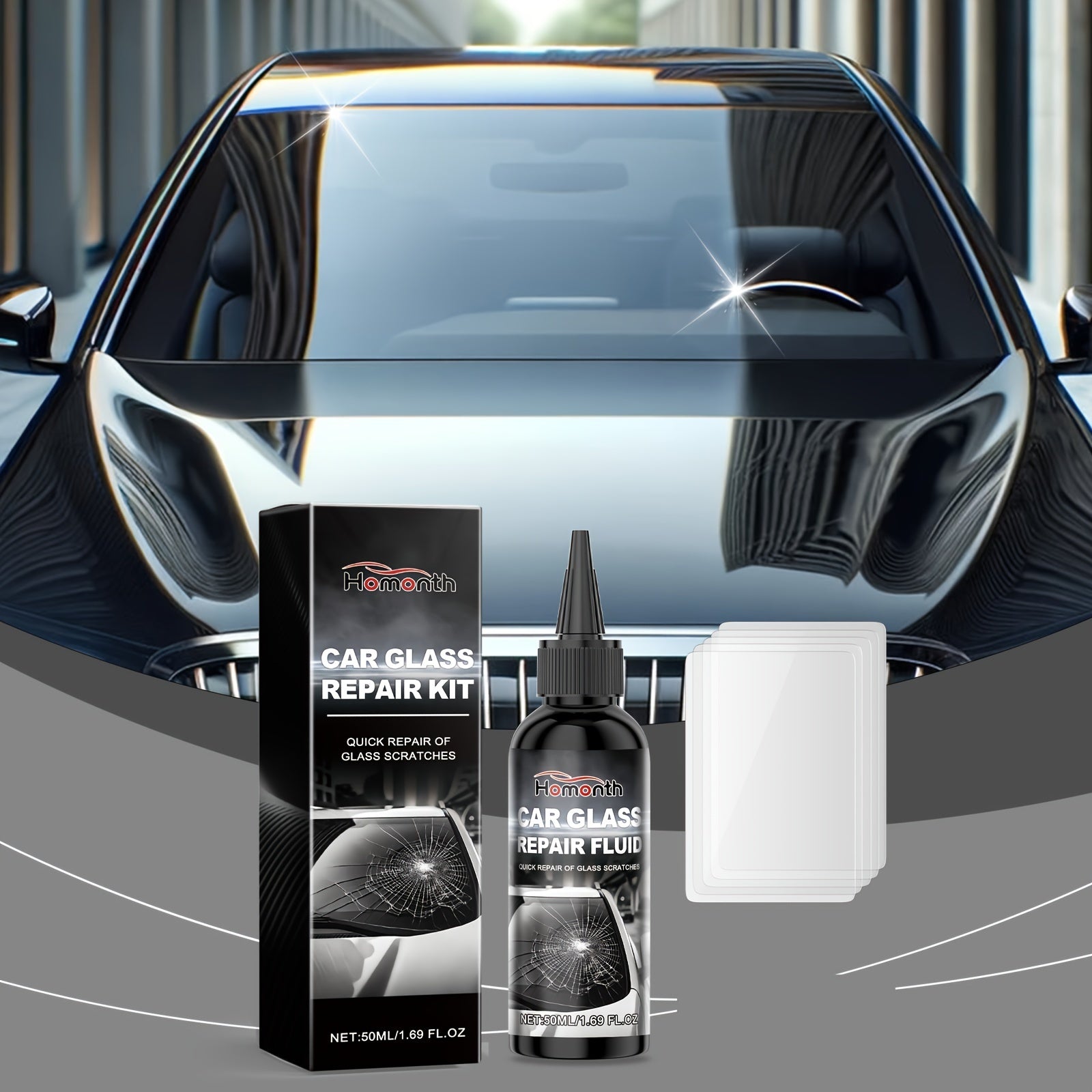 Car Glass Restoration Fluid Kit for Windshield Clarity and Transparency