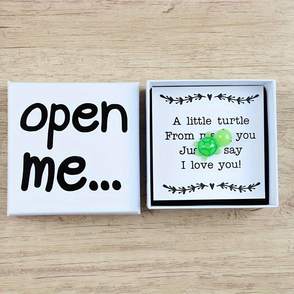 Polyresin Turtle Figurine esdalik sovgʻa qutisi, doʻstlarga samimiy xabar bilan