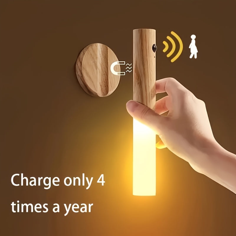 Luz nocturna con sensor de movimiento recargable con apliqué de pared magnético, LED regulable, decoración interior blanca