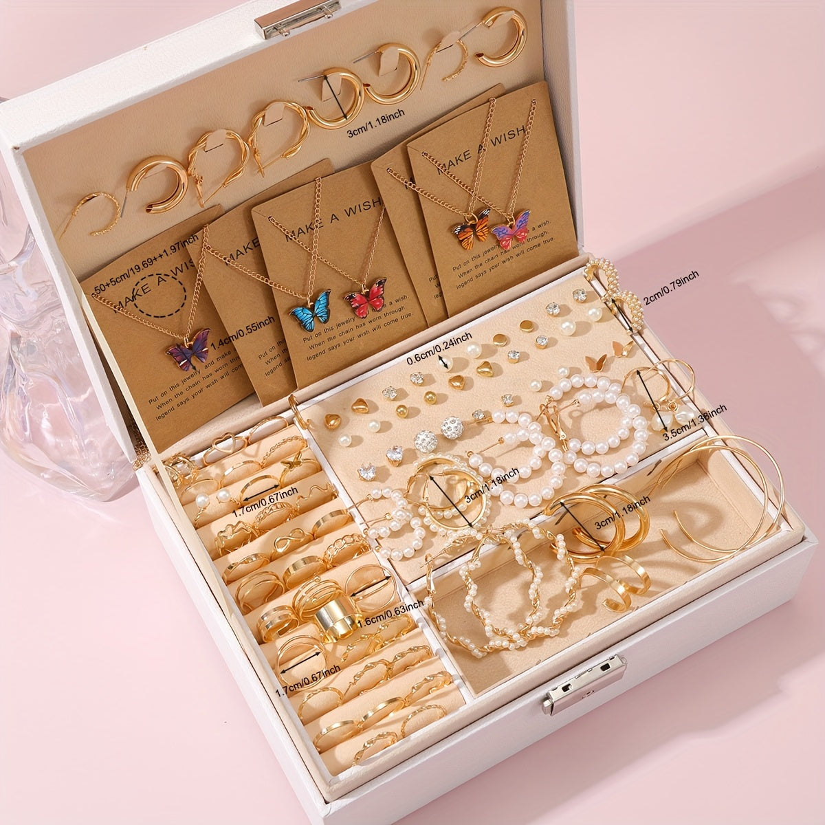 Vintage Butterfly Jewelry Set for Women 5pcs Multi-Element Pendant Necklace Earrings Ring