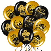 30pcs Black and Gold Latex Ramadan Mubarak Balloons for Eid Celebration Indoor Outdoor