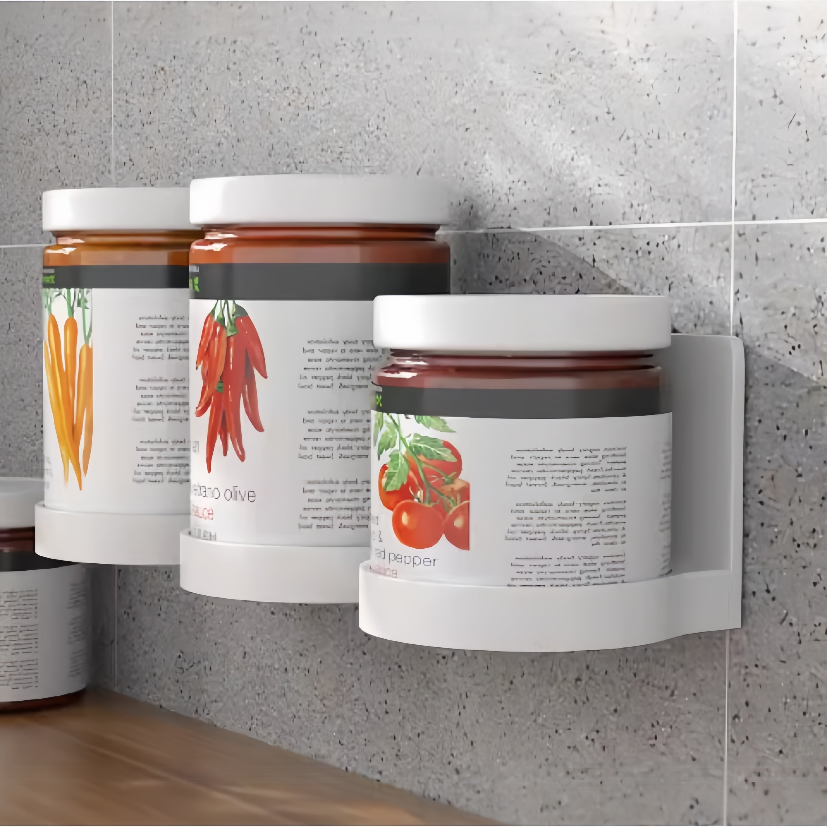 Plastic Wall-Mounted Storage Rack for Kitchen Spices and Toiletries No Drilling