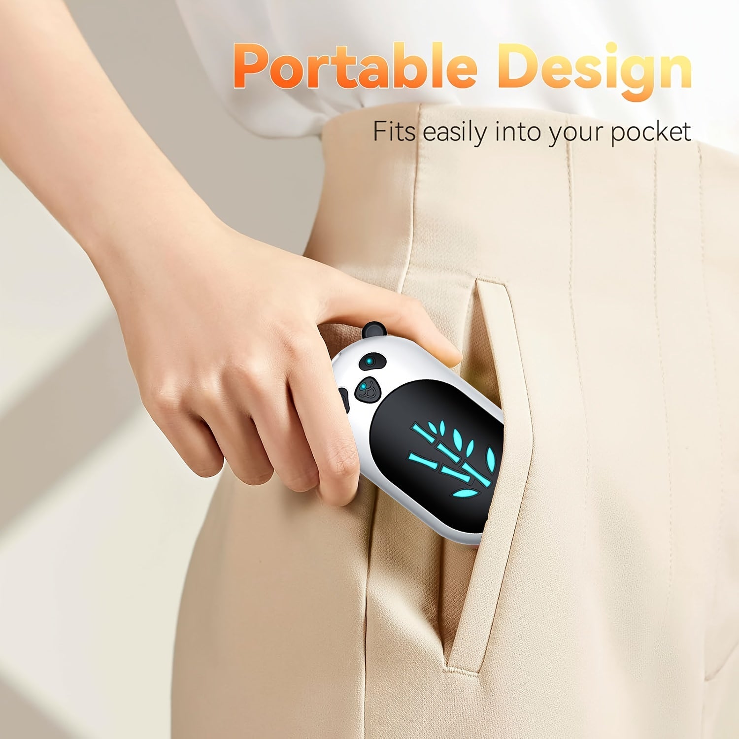 Set of 2 Rechargeable Hand Warmers 3000mAh Portable White Panda for Outdoor Camping