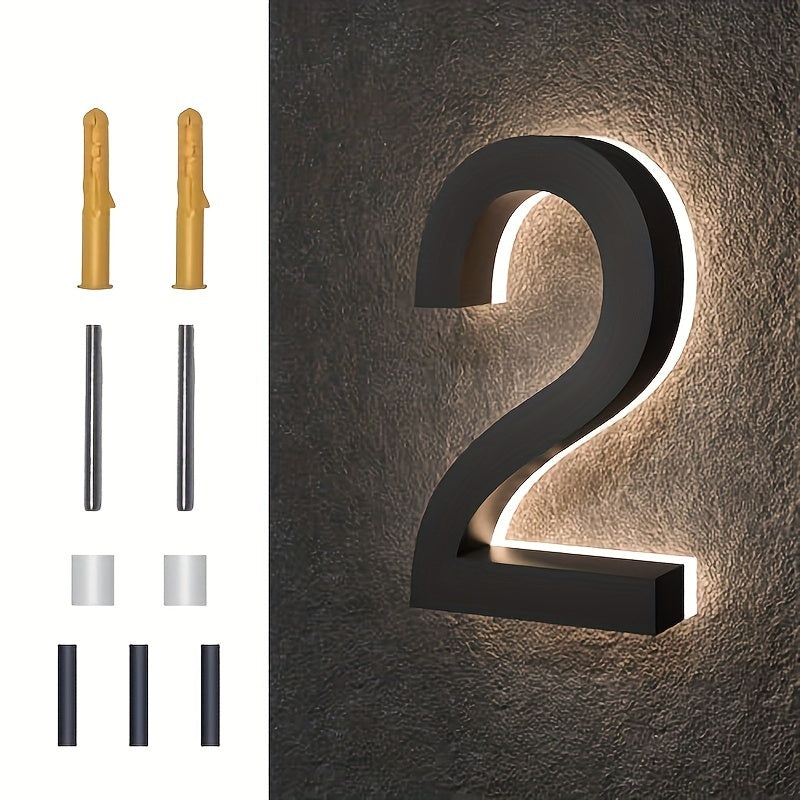 6-Inch Stainless Steel LED House Number Sign Wall Mount Modern Minimalist Address Plate