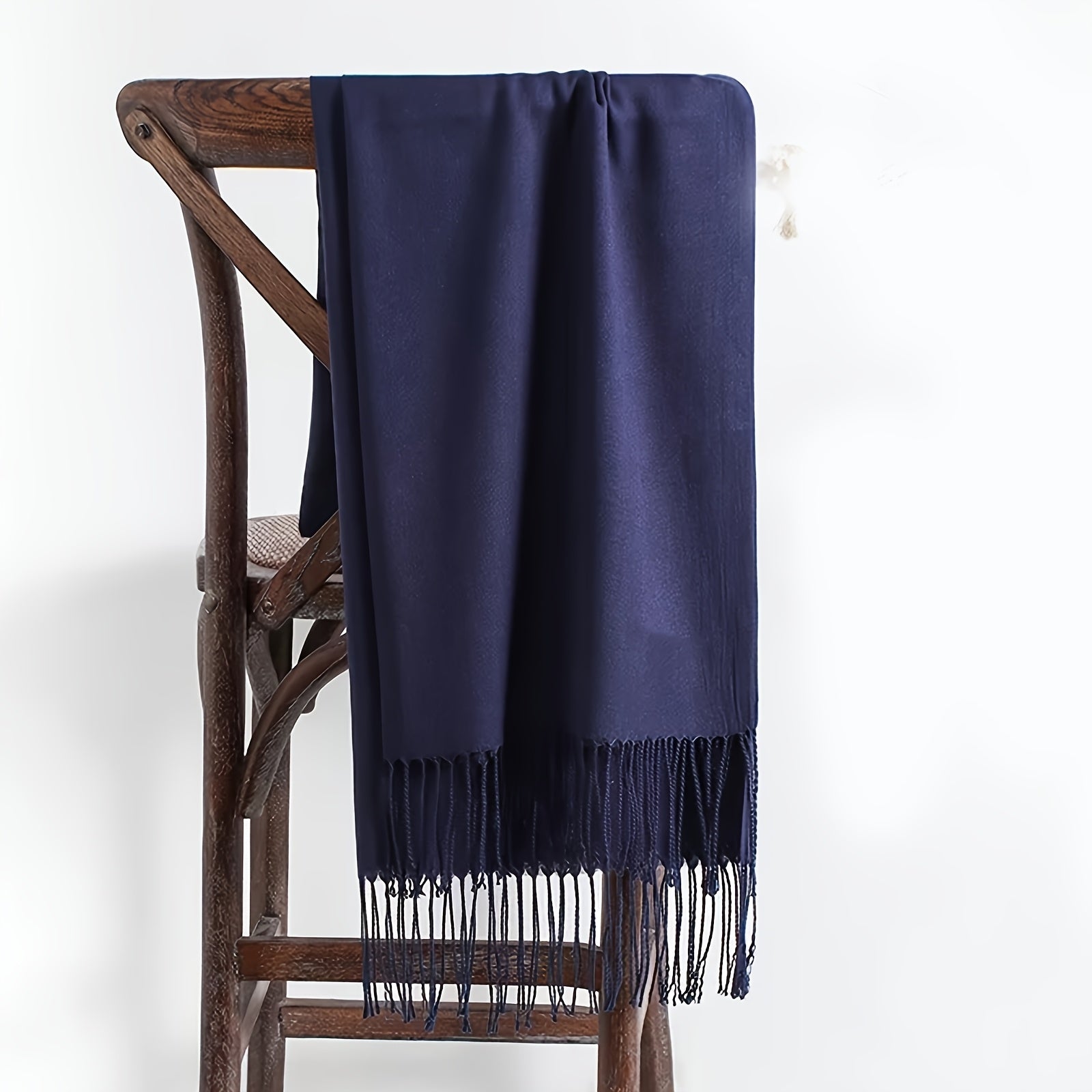 Women’s Solid Color Tassel Scarf Thin Warm Windproof Accessory