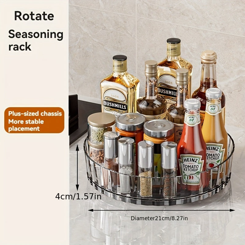 Light Luxury Rotating Storage Rack with Transparent Spice and Desktop Organizer