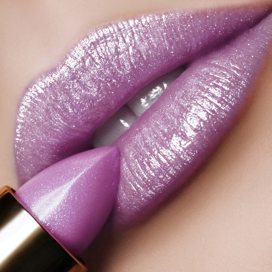 Brillo de labios impermeable para mujer, color púrpura perlado, de larga duración y alto brillo