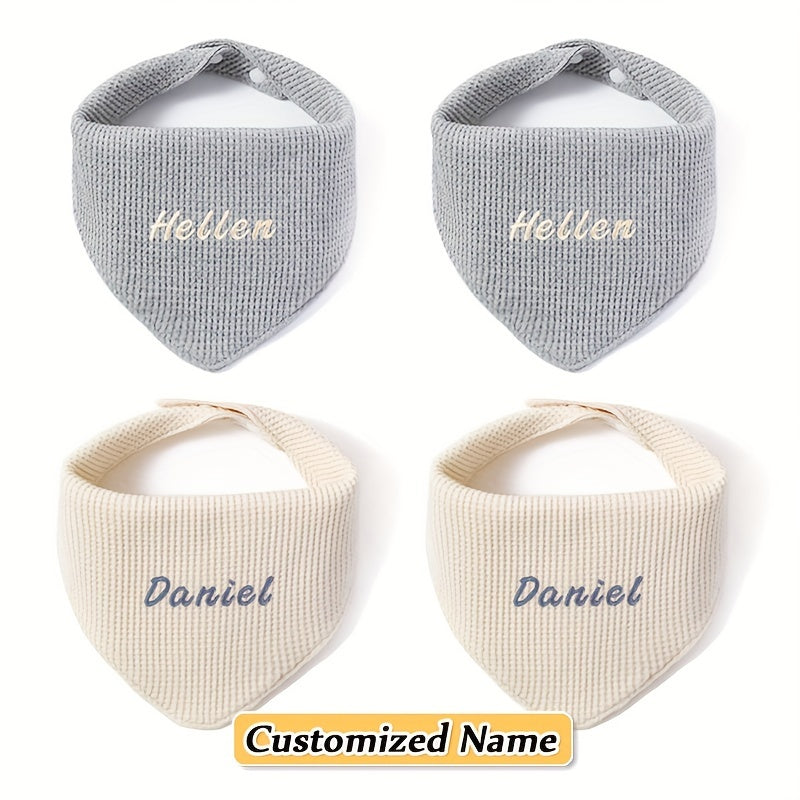 Set of 4 Children's Saliva Towels with Triangle Towel and Adjustable Mouthguard Soft Breathable Natural Material