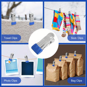 Juego de 50 pinzas de ropa de acero inoxidable para colgar ropa y fotos