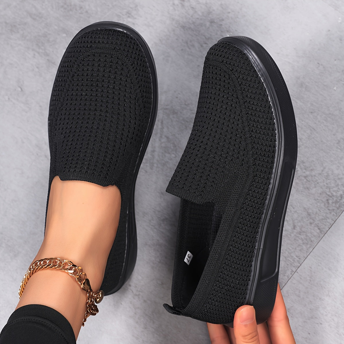 Women's Slip-On Mary Jane Flats Breathable Fabric Soft Sole All-Season Casual Footwear