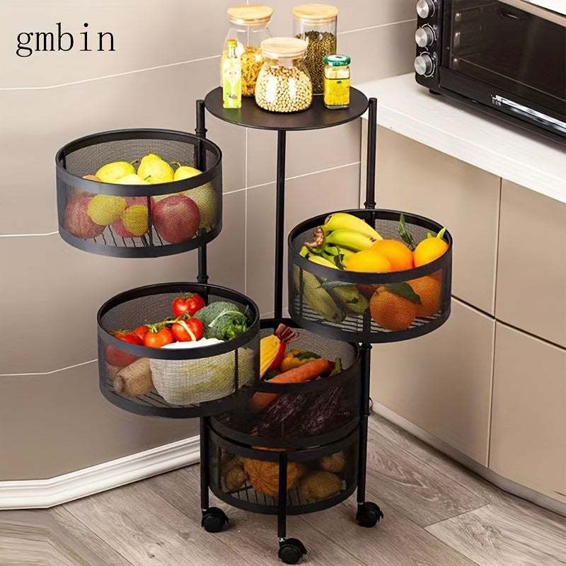 Multi-Tier Metal Storage Rack for Fruits Vegetables Kitchen Living Room Organizer