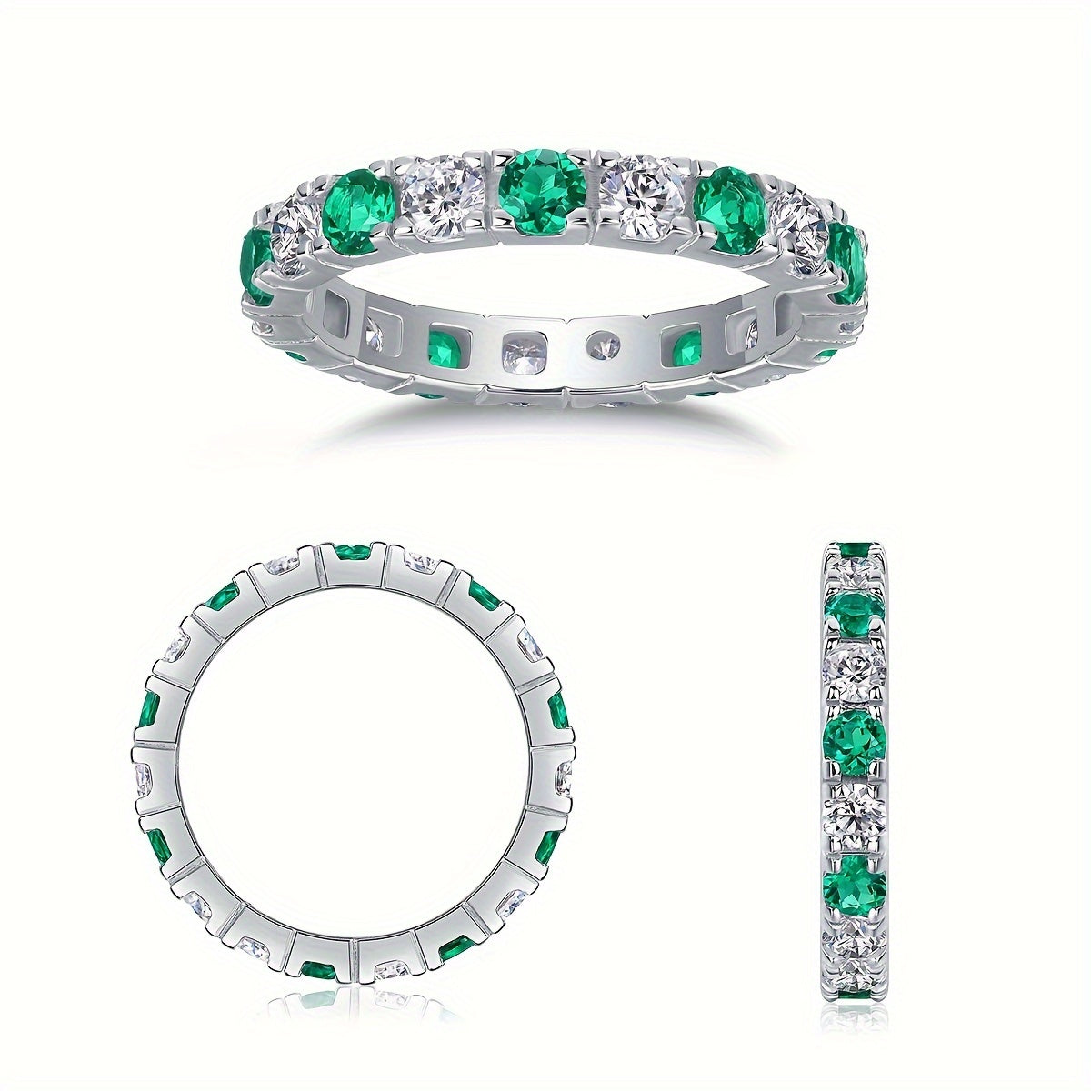 Кольцо из стерлингового серебра с моссанитом и лабораторно выращенными изумрудами, рубинами, сапфирами для женщин и мужчин