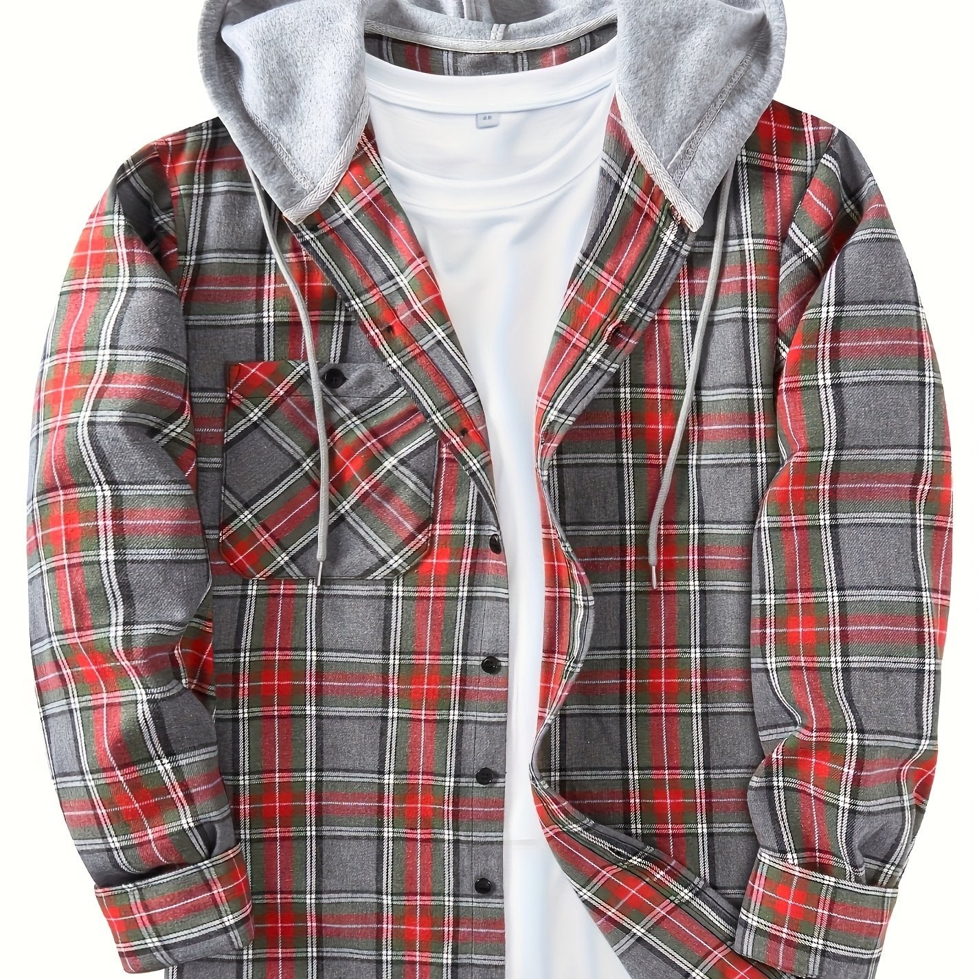 Men's Plus Size Plaid Hooded Shirt Jacket for Casual Daily Wear