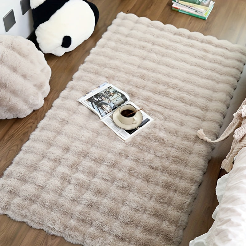 Alfombra de terciopelo burbuja suave y esponjosa para dormitorio y sala de estar antideslizante e impermeable