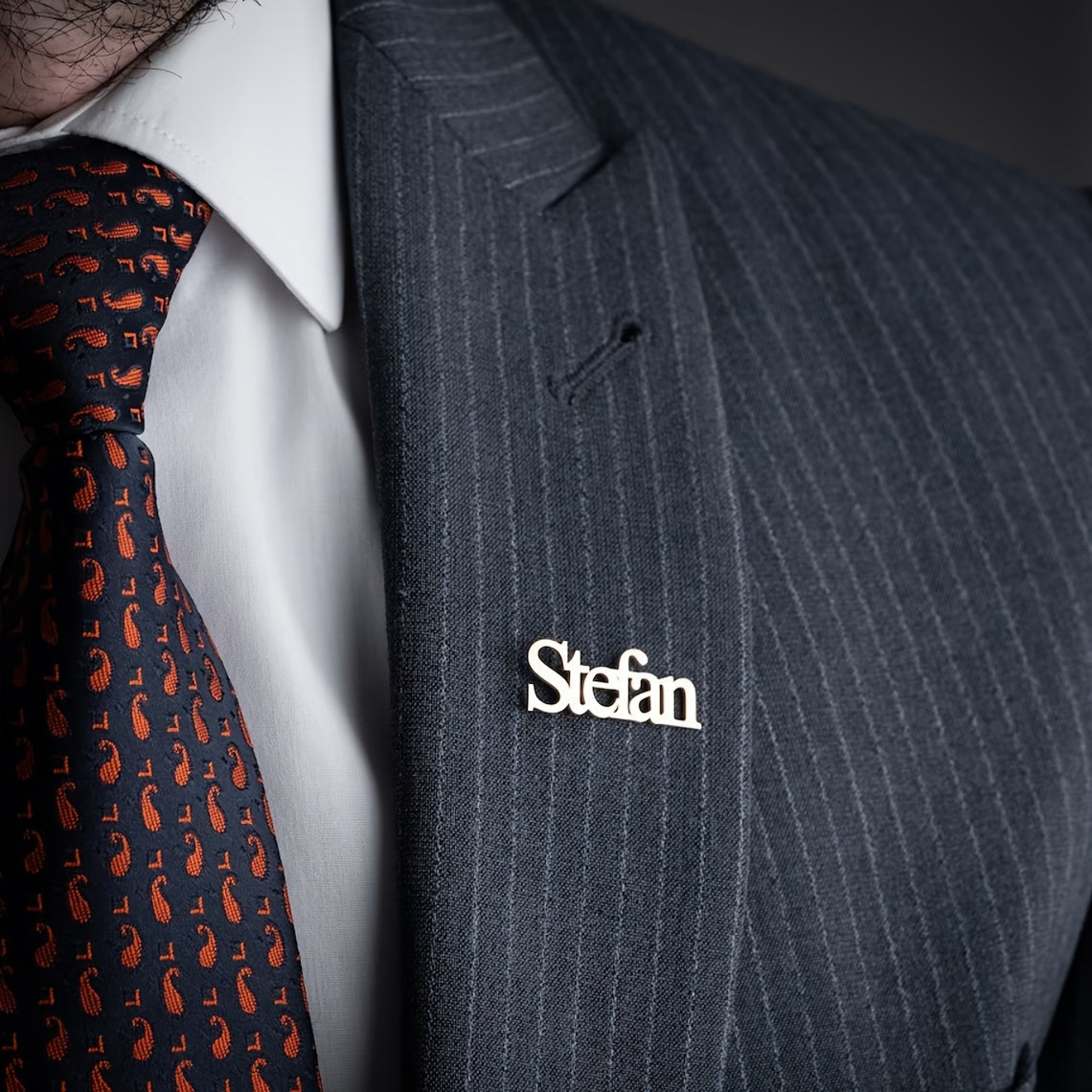 Men's Stainless Steel Brooch with Custom Engraving Modern Minimalist Design
