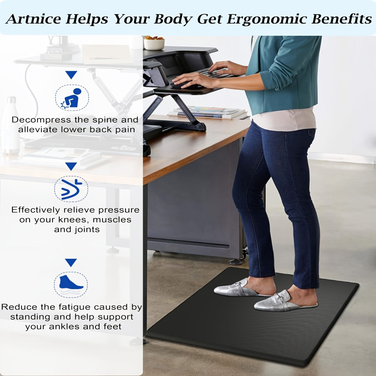 Comfortable Kitchen Mat Non-Slip Washable for Standing Desks and Bathroom