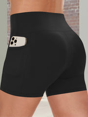 Plus Size High-Waisted Butt-Lifting Yoga Shorts with Pockets for Outdoor Activities