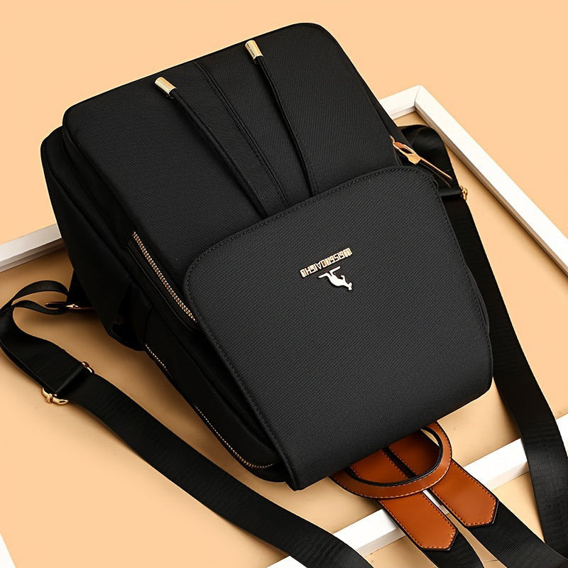 Large Capacity Korean-Style Backpack for Women Casual Travel Black Polyester