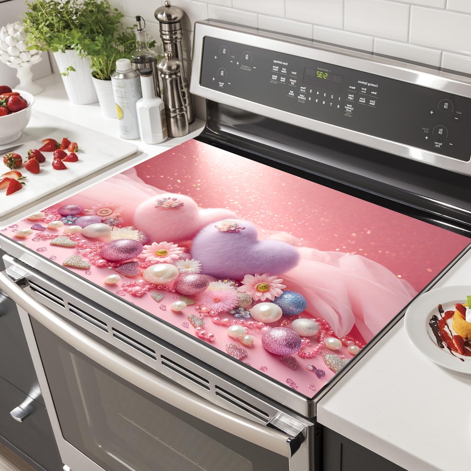 Long-Lasting Glass Stove Top with Heart Design, Heat-Resistant, Modern Kitchen Surface