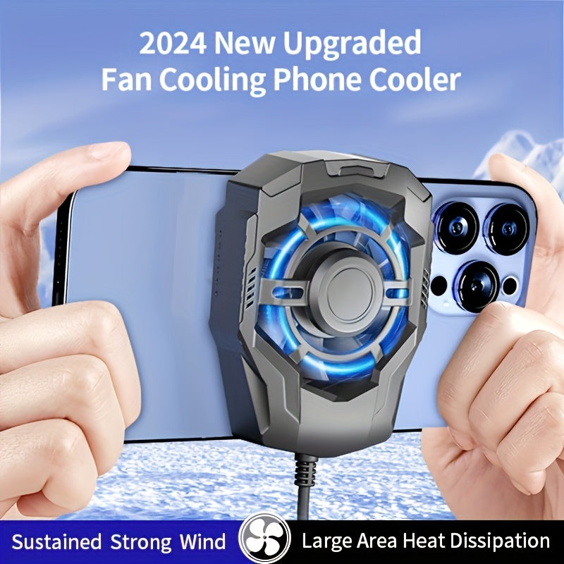 USB Powered Gaming Cell Phone Cooling Fan with Silent Operation and Blue LED Lights