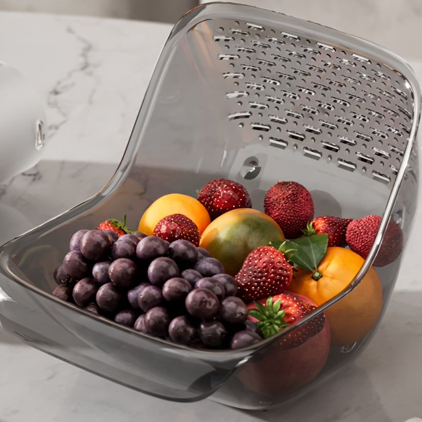 Black Plastic Colander Kitchen Strainer Basket Fruit Drainer Household Tool