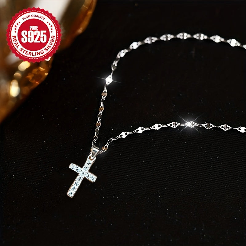 Women's Lip Necklace with Cross Pendant Sparkling Stylish Hypoallergenic Lightweight for Parties and Daily Wear