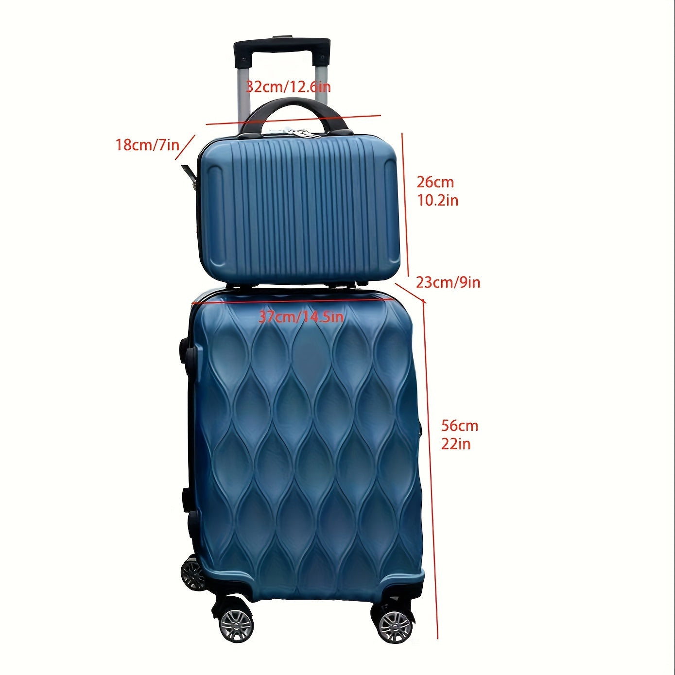 2-Piece ABS Hardside Luggage Set with Spinner Wheels 20 Inch White Lightweight Lockable