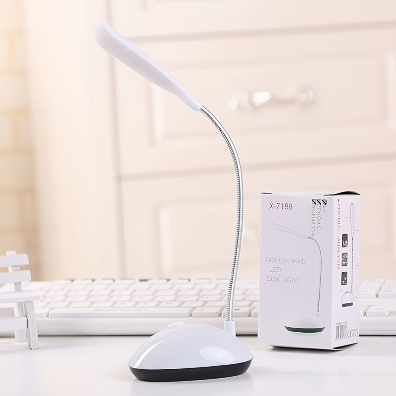 Portable LED Desk Lamp Foldable Eye-Care Mini Table Light Adjustable Angle Battery Operated White