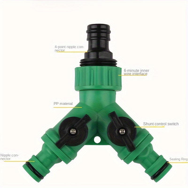 Регулируемый разветвитель садового шланга с двумя выходами, прочный из ПП, для ирригации, мойки автомобиля