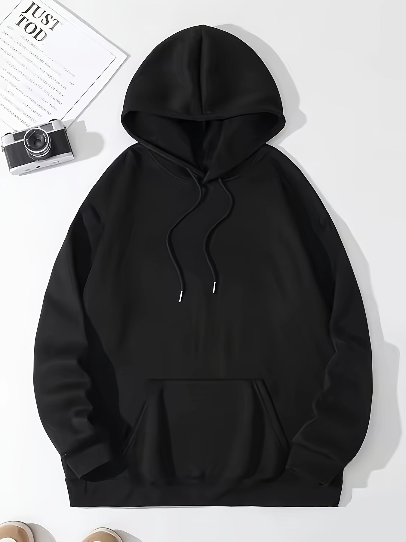 Plus Size Women's Oversized Hoodie with Graphic Text, Pockets, Drawstring