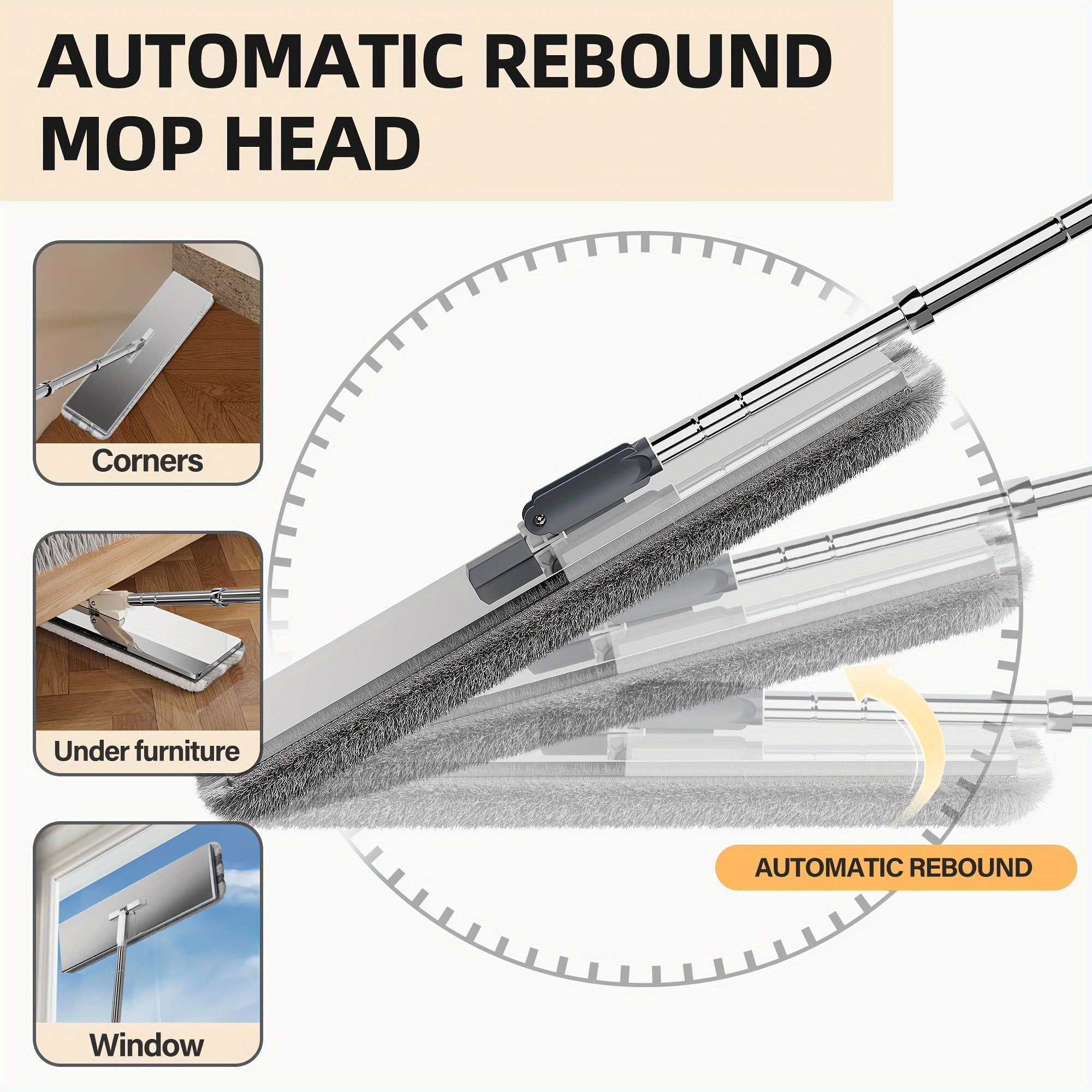 Stainless Steel Flat Mop and Bucket Set with Wash & Dry Technology for Multi-Surface Cleaning