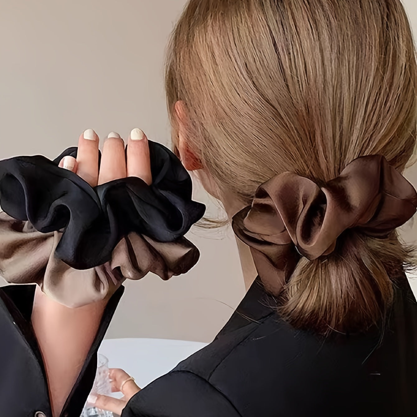 Women's Satin Hair Scrunchies Soft Hair Ties for Sleep Ponytails, 3-Pack